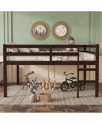 Sailvan Rubber Wood Loft Bed with Ladder