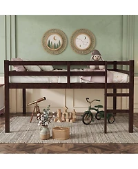 Sailvan Rubber Wood Loft Bed with Ladder