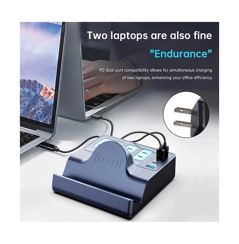 Artudatech 140W GaN Charging Station - Fast Charger with 100W Pd, 15W Wireless and Ac Outlet
