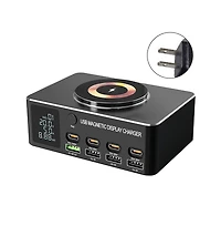 Artudatech 140W 8-Port GaN Charging Station with Fast Charger, Magnetic Wireless and Digital Display