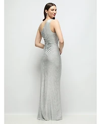After Six Women's One-Shoulder Soho Metallic Ruched Waist Gown