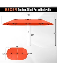 Gouun 15.5 feet Extra-Large Double-Sided Patio Umbrella with 144 Solar Led Lights