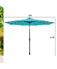 Gouun 10 feet Solar Led Patio Market Umbrella with 24 Lights, Tilt and Crank