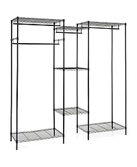 Gouun Convertible L-Shape and Horizontal Clothes Organizer with 7 Shelves and 4 Hanging Rods