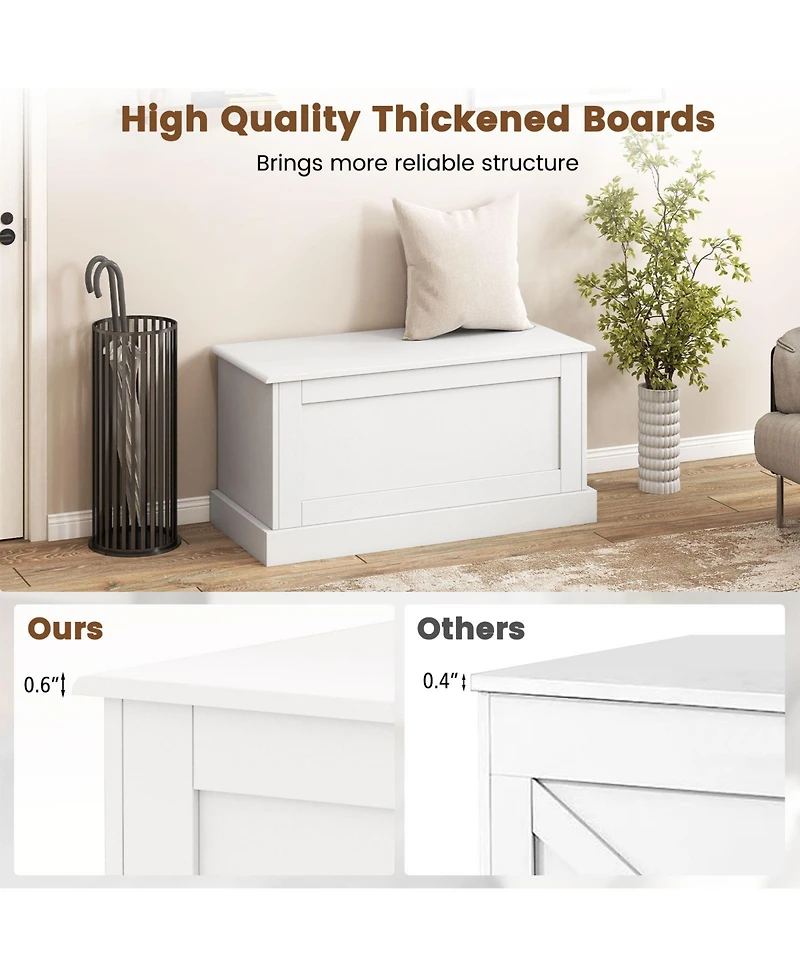 Gouun Large Storage Chest with Safety Metal Hinge and Flat Top Surface