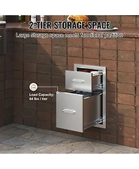 Sugift Outdoor Kitchen Drawers 13in W x 20.4in H x 20.8in D With Stainless Steel Handle