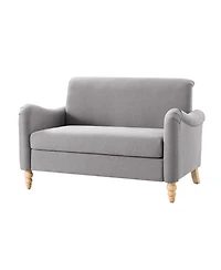 Hulala Home Terren 50.5"W Farmhouse Linen Upholstery Loveseat With Solid Wood Spindle Legs