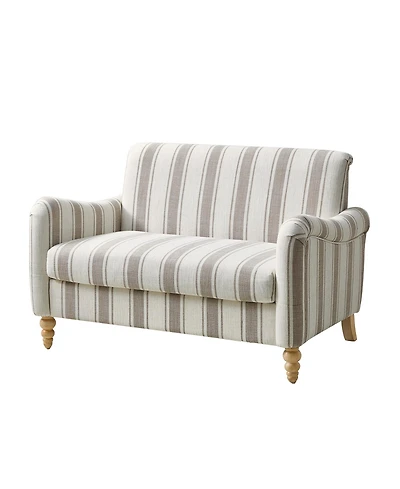 Hulala Home Terren 50.5"W Farmhouse Linen Upholstery Loveseat With Solid Wood Spindle Legs