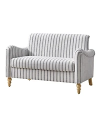Hulala Home Terren 50.5"W Farmhouse Linen Upholstery Loveseat With Solid Wood Spindle Legs