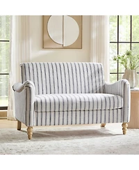Hulala Home Terren 50.5"W Farmhouse Linen Upholstery Loveseat With Solid Wood Spindle Legs