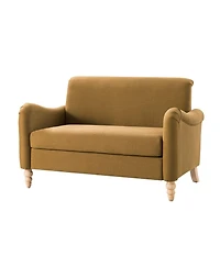Hulala Home Terren 50.5"W Farmhouse Linen Upholstery Loveseat With Solid Wood Spindle Legs