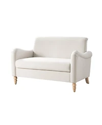 Hulala Home Terren 50.5"W Farmhouse Linen Upholstery Loveseat With Solid Wood Spindle Legs