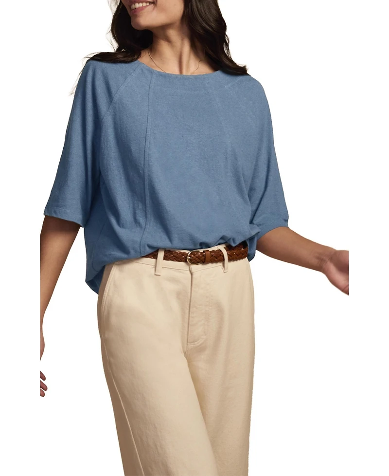 Celtic & Co. Women's and Linen Blend Short Sleeve Swing Top