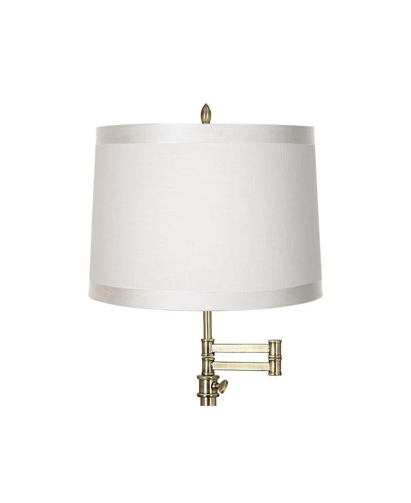 360 Lighting Traditional Swing Arm Desk Table Lamp Adjustable Height 36" Tall Antique Brass Fabric Drum Shade Living Room Bedroom