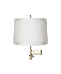 360 Lighting Traditional Swing Arm Desk Table Lamp Adjustable Height 36" Tall Antique Brass Fabric Drum Shade Living Room Bedroom