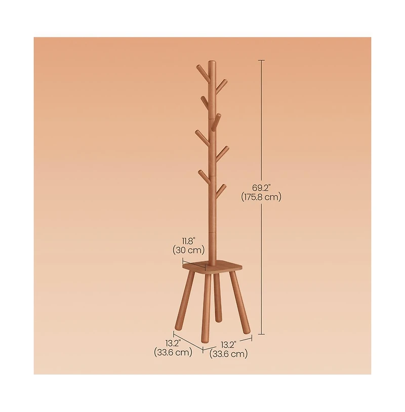 Slickblue Modern Tall Coat Rack with Hooks and Top Shelf for Entryway