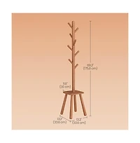 Slickblue Modern Tall Coat Rack with Hooks and Top Shelf for Entryway
