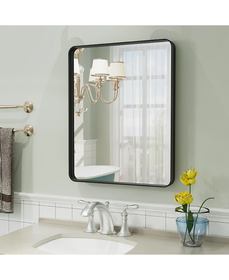 Apmir 16" x 20" High-Strength Tempered Glass and Aluminum Alloy Framed Wall Decor Bathroom Vanity Mirror