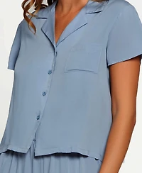 iCollection Women's Soft Rayon Top and Wide Leg Capri Pants Pajama Set