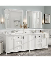 Apmir 36" x 36" High-Strength Tempered Glass and Aluminum Alloy Framed Wall Decor Bathroom Vanity Mirror