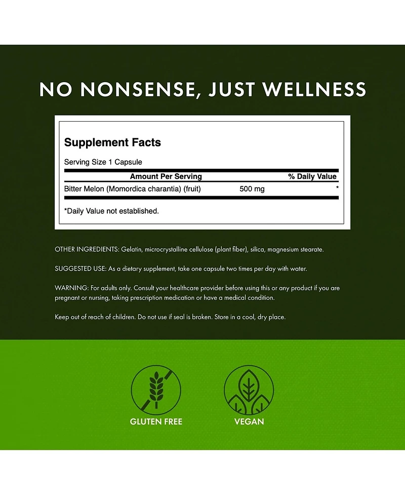 Swanson Full Spectrum Bitter Melon Momordica 500 Milligrams 60 Capsules