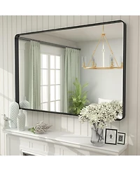 Apmir 48" x 32" High-Strength Tempered Glass and Aluminum Alloy Framed Wall Decor Bathroom Vanity Mirror