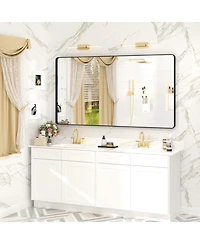 Apmir 55" x 30" High-Strength Tempered Glass and Aluminum Alloy Framed Wall Decor Bathroom Vanity Mirror