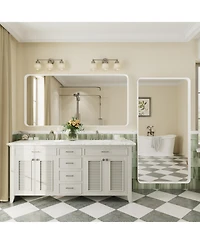 Apmir 60" x 30" High-Strength Tempered Glass and Aluminum Alloy Framed Wall Decor Bathroom Vanity Mirror