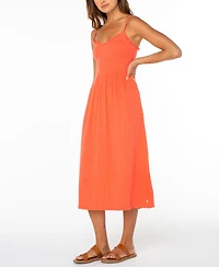 Roxy Women's Cotton Downriver V-Neck Midi Dress