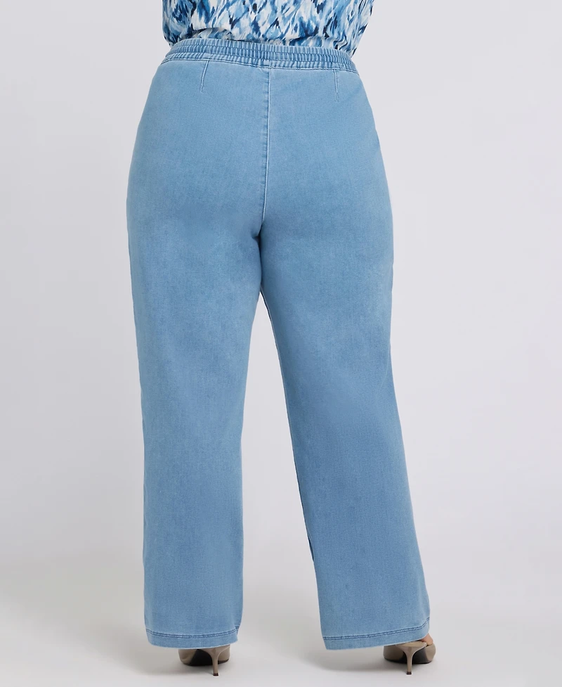 Nydj Plus Relaxed Drawstring Pull-On Denim Pants