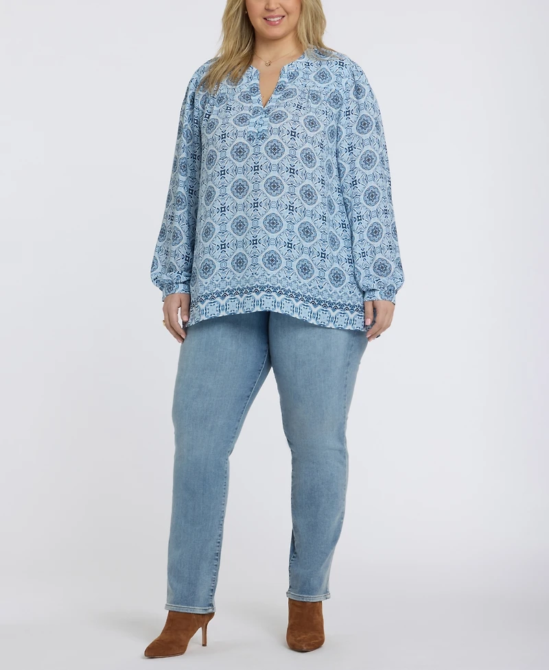 Nydj Plus Trinity Split Neck Top