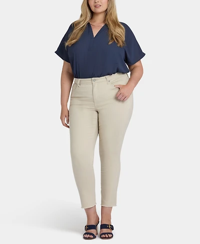 Nydj Plus Sheri Ankle Fray Hem Jeans with Lift Tuck Technology