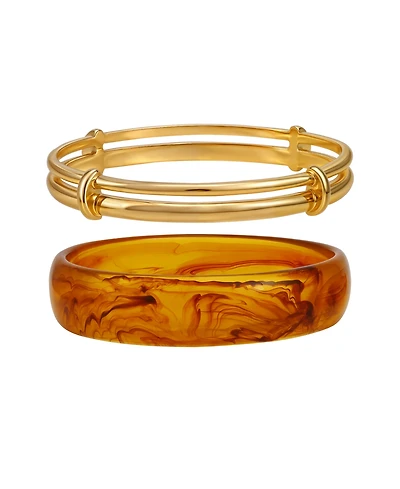 Guess Tortoise 2-Pc. Resin and Gold-Tone Bangle Bracelet Set