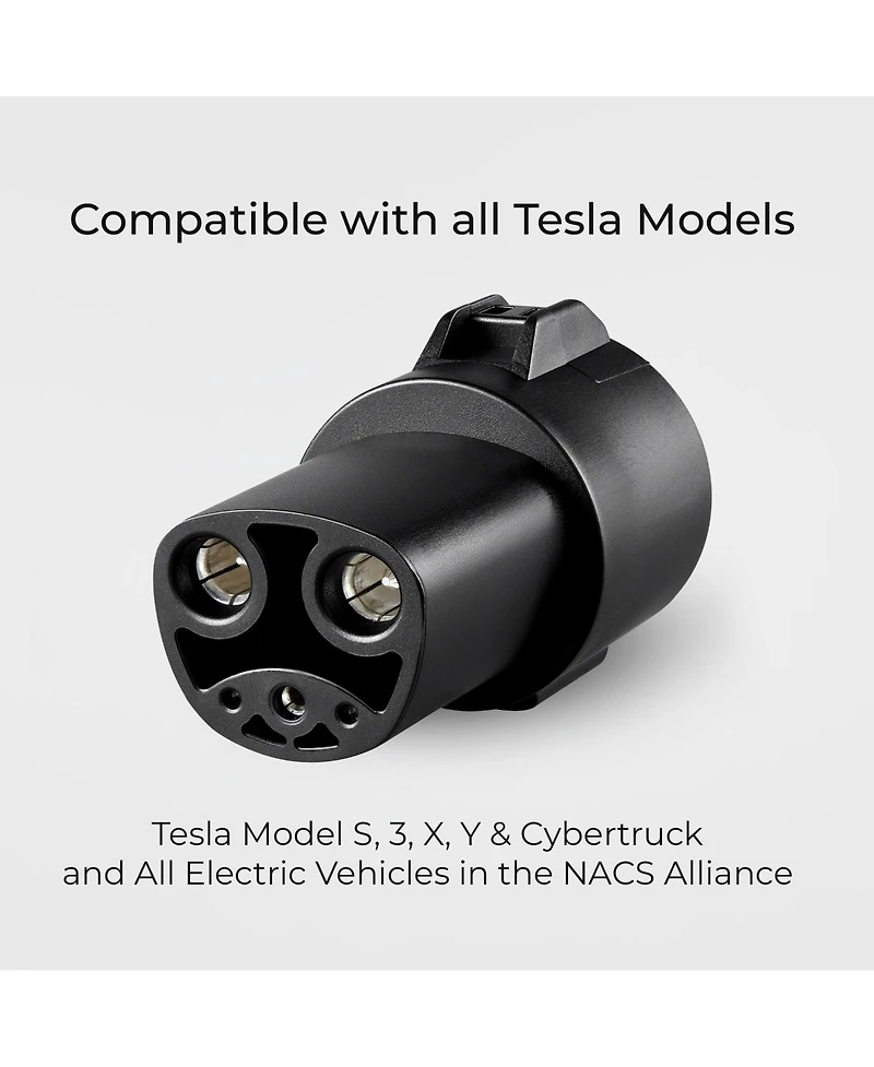Lectron J1772 to Tesla Adapter 80 Amp (250V) - Compatible with Tesla Model S/3/X/Y/Cybertruck and All Electric Vehicles in the Nacs Alliance (Black)
