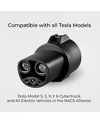 Lectron J1772 to Tesla Adapter 80 Amp (250V) - Compatible with Tesla Model S/3/X/Y/Cybertruck and All Electric Vehicles in the Nacs Alliance (Black)