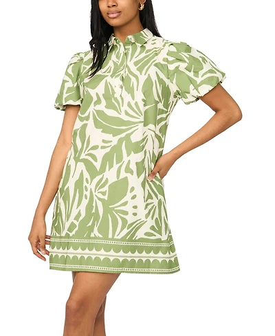 Msk Women's Short-Sleeve Button Collar Dress