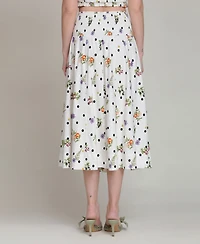 Avec Les Filles Women's Printed Smocked Waist Midi Skirt