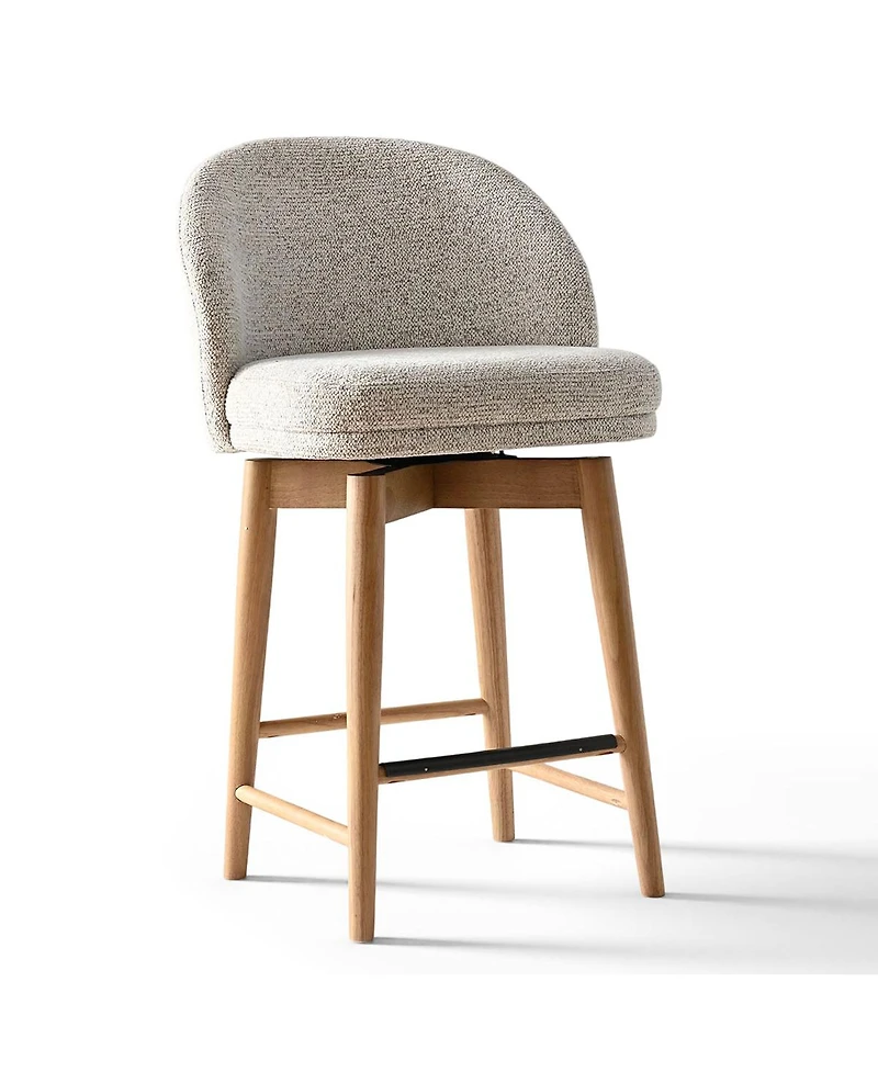 Maison Boucle Set of 6 Swivel Chenille Counter Height Stools, 25.5" Seat Height