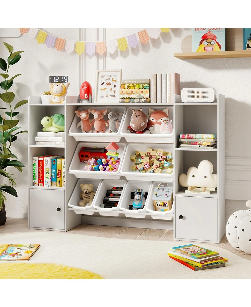 Gouun Kids Toy Storage and Bookshelf with Boxes and Open Shelves