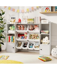 Gouun Kids Toy Storage and Bookshelf with Boxes and Open Shelves