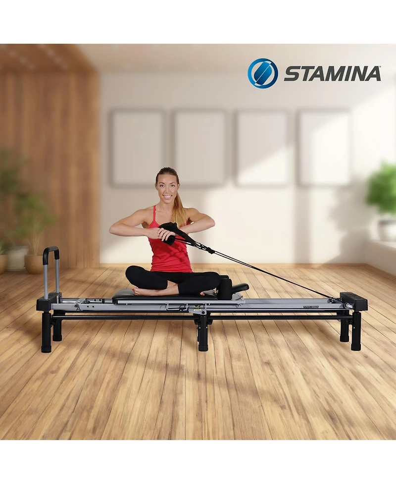 Stamina AeroPilates Reformer Board Whole Body Resistance Workout System, Black