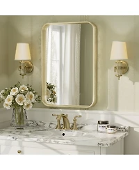 Apmir High-Strength Tempered Glass and Aluminum Alloy Framed Wall Decor Bathroom Vanity Mirror in Brushed Gold