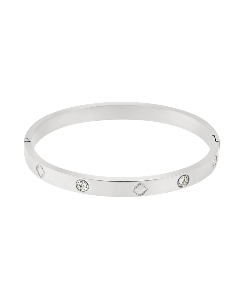 Adornia Silver 2-Piece Snake and Clover Cuff Bracelet Set