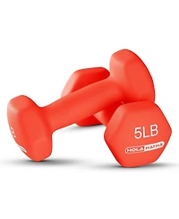 HolaHatha 5, 10, and 15 Pound Neoprene Dumbbell Weight Set with Storage Rack