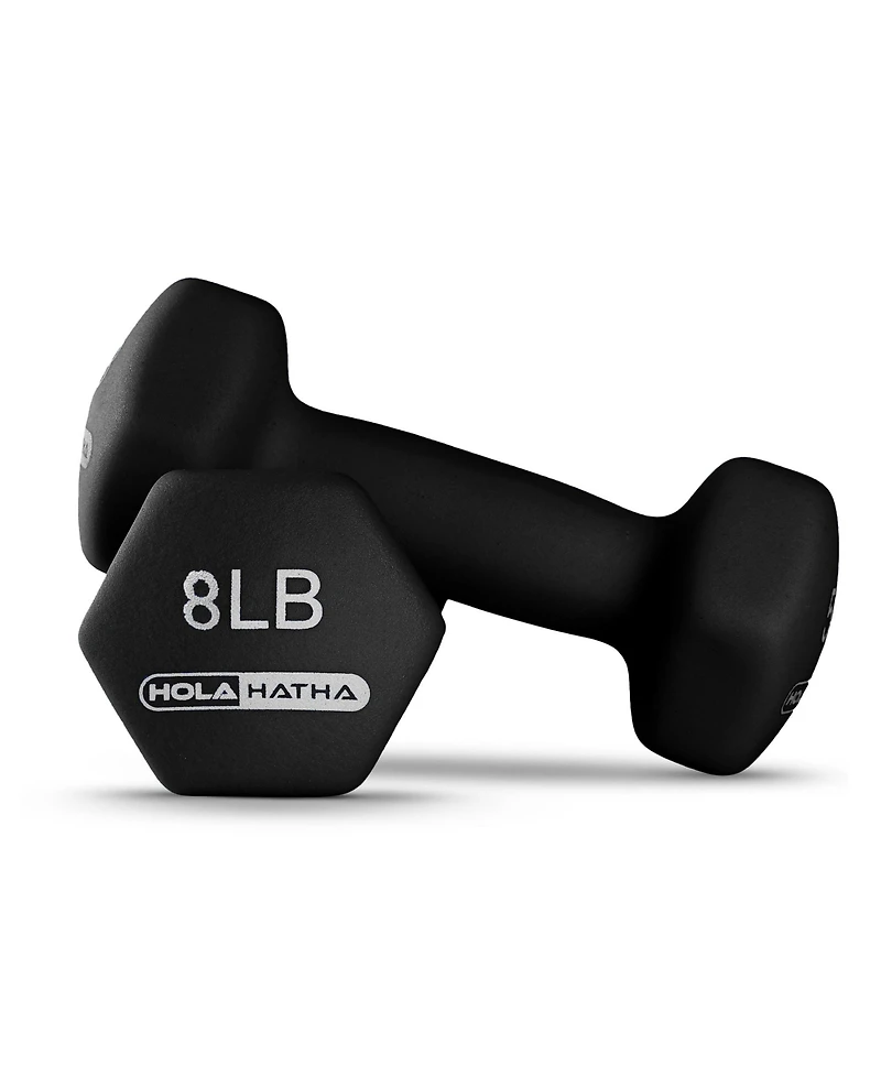 HolaHatha 3, 5, 8, 10, 12 & 15 Pound Neoprene Dumbbell Weight Set w/Storage Rack