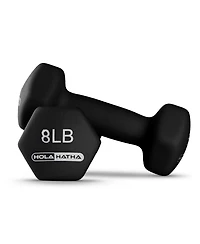 HolaHatha 3, 5, 8, 10, 12 & 15 Pound Neoprene Dumbbell Weight Set w/Storage Rack