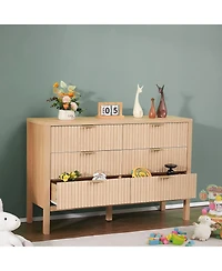 Gouun Fluted 6-Drawer Dresser with Anti-Tip Device