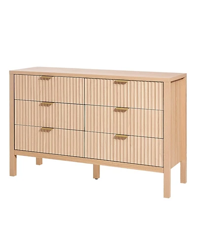 Gouun Fluted 6-Drawer Dresser with Anti-Tip Device