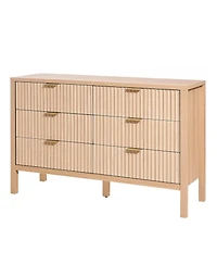 Gouun Fluted 6-Drawer Dresser with Anti-Tip Device