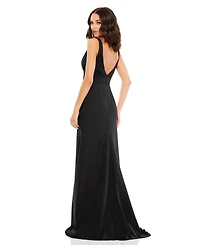 Mac Duggal Women's Sleeveless V Neck Bow Detail Mermaid Gown